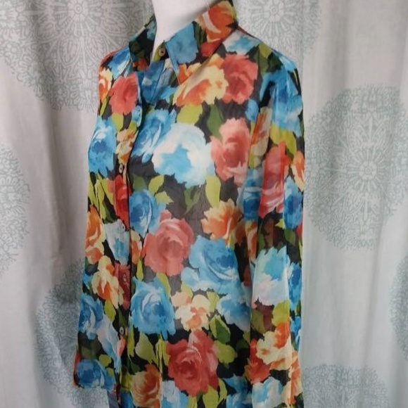 Alfred Dunner Sheer Flowered Blouse Size 8 - Picture 2 of 5